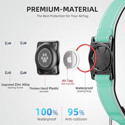 Upgrade AirTag Dog Collar, IP68 Waterproof Air Tag Dog Collar Holder, Reflective, Ultra-Durable, Comfortable Padded, Heavy Duty Dog Collars for Small Medium Large Dogs (Aqua, S)