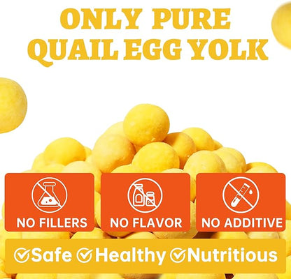 Wellix Freeze-Dried Treats for Dogs and Cats - High-Protein Quail Egg Yolk Freeze Dried Cat Treats for Skin&Coat Health - Delicious Training Snacks for Pets 9oz