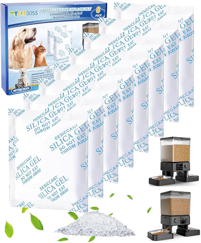 8PCS Desiccant Bag Replacement Compatible with oneisall All Automatic Cat Feeders, Desiccant Packs for Moisture Control for Automatic Pet Feeders Cat Dog Feeder, Keep Pet Food Dry & Fresh