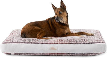 Town & Country Everyday CuddleTown Medallion Everwash® Pillow Pet Bed, Water Repellent Floor Pillow, Machine Washable Cover, Soft & Calming, Red/Greige, Large 44"x34"x4"