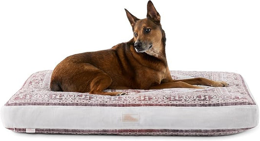 Town & Country Everyday CuddleTown Medallion Everwash® Pillow Pet Bed, Water Repellent Floor Pillow, Machine Washable Cover, Soft & Calming, Red/Greige, Large 44"x34"x4"