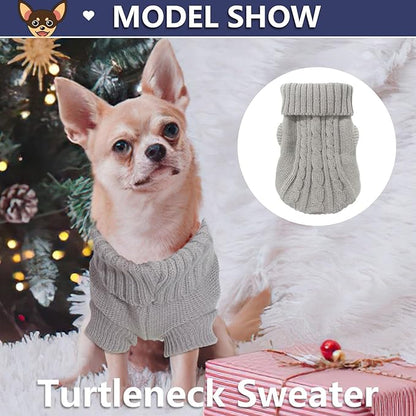 2 Pack Dog Sweaters for Small Dogs, Chihuahua Yorkie Sweater, Dog Clothes for Small Dogs, Winter Warm Pullover Clothing, Pet Cat Cold Weather Puppy Clothes Outfits M