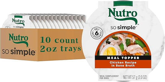 Nutro So Simple Wet Dog Food Meal Complement, Dog Food Toppers Chicken Recipe in Bone Broth, 2 oz. Trays (10 Count, Pack of 1)