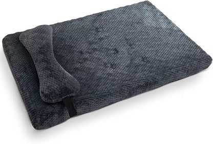 huraty Plush Dog Bed for Medium Large Dogs, Memory Foam Dog Bed Mattress with Washable Cover, Non-Slip Pet Bed Mat Suitable for Pets Up to 30 lbs, Charcoal 29.5x19.6x2 in