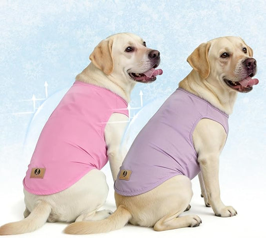 KOOLTAIL Dog Clothes for Large Dogs Boys Girls, 2 Pack Cotton Comfortable Dog T Shirts Coats for Outdoor, UV & Insect Protection Anti-Hair Loss & Lightweight Pet Vest Tank Tops Apparel,Pink&Purple,XXL