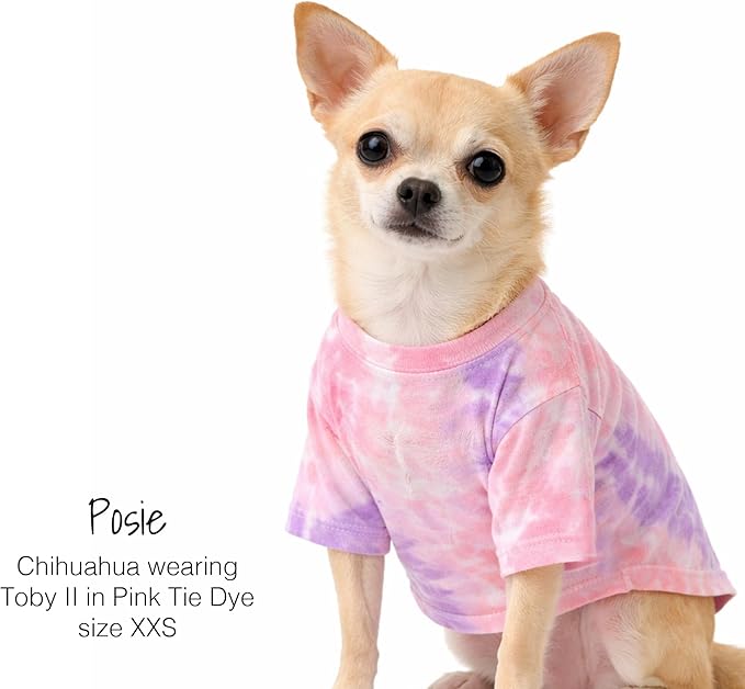 Pet Passion Toby II - The Perfect Tee, 3 Pack Short Sleeve Pet T-Shirt 100% Organic Cotton Tees Clothes for Small, Medium, Large Dogs, Pink Tie Dye, Large (40-60 lbs)