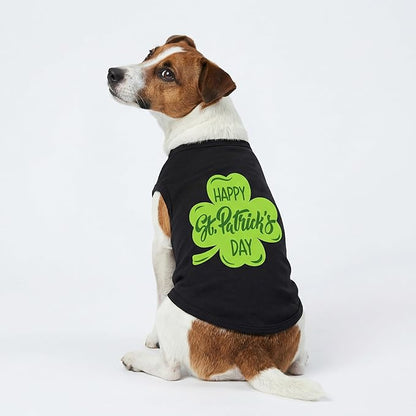 Fitwarm Happy St Patricks Day Dog Clothes, Summer Dog Clothes for Small Dogs Boy Girl, Funny Dog Tshirt, Lightweight Breathable Cotton, Pet Cat Outfit, Black, Green, XXL