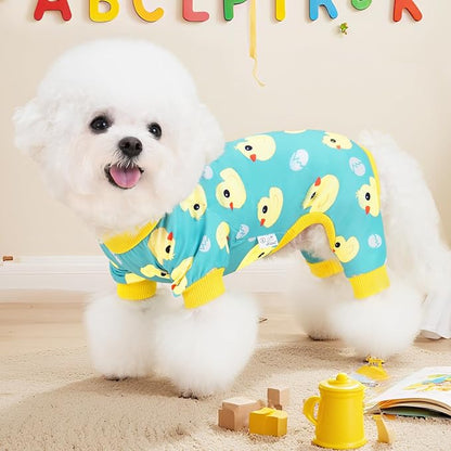 XPUDAC Dog Pajamas Soft Stretchy Duck Dog Clothes for Small Medium Dogs Pet Jumpsuit Puppy Onesie Outfits Cat Apparel-L
