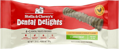 Stella & Chewy's Dental Delights with Freeze-Dried Chicken - Large Dental Treats for Dogs, Single Serve