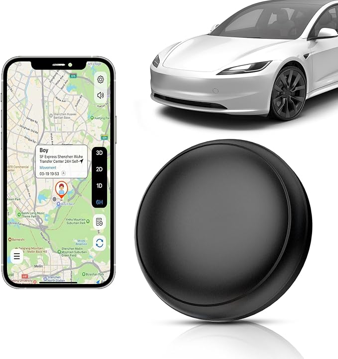 GPS Tracker for Vehicles - Hidden Car Tracker Device with Real-Time Location, No Subscription, Magnetic Mini GPS Tracker for Car, Bike, Luggage, Suitable for Phone and Android - Black