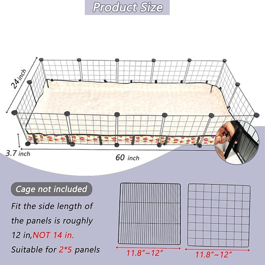 Guinea Pig Cage Liner，Washable Waterproof Oxford Cloth Cage Liners for Small Animals,Hamster Chinchilla Hedgehog Rabbit and Other Small Animals Not Include Cage (24x60 inches)