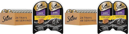 Sheba Perfect Portions Wet Cat Food Pate Gourmet Chicken & Tuna Entree,2.6 oz. Twin-Pack Trays,Cat Food Wet Recipe (,48 Servings),24 Count (Pack of 2)