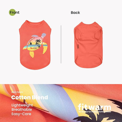 Fitwarm Hawaiian Sea Turtle Dog Shirt, Tropical Summer Clothes for Small Dogs Boy Girl, Funny Pet Outfit, Orange, Small