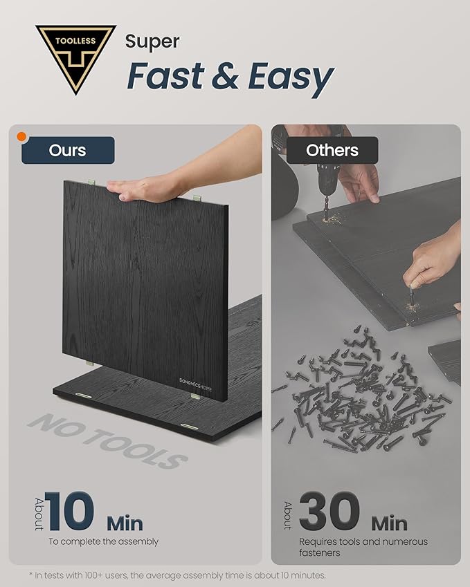 SONGMICS HOME Cat Litter Box Enclosure, Superfast Toolless Assembly, Litter Box Furniture for Large Cats, Display Side Table, Push-to-Open Doors, Ebony Black and Somber Walnut UPCL013BE01S