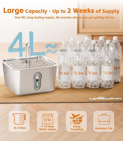 4L Large Cat Water Fountain for Multiple Cats with 4 Filters Pet Water Fountain for Cats Quiet Indoor Pets Dog Small Animal Automatic Dog Water Dispenser for Drinking Watering Supplies