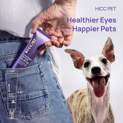 HICC PET Dog Eye Gel, Vet-Trusted Dog Eye Gel Drops, Pet Eye Cleanser Wash, Moisturizes & Refreshes Dry Eyes, Gentle Daily Pet Eye Care Alternative for Dogs, Cats, Horses. 2 fl oz