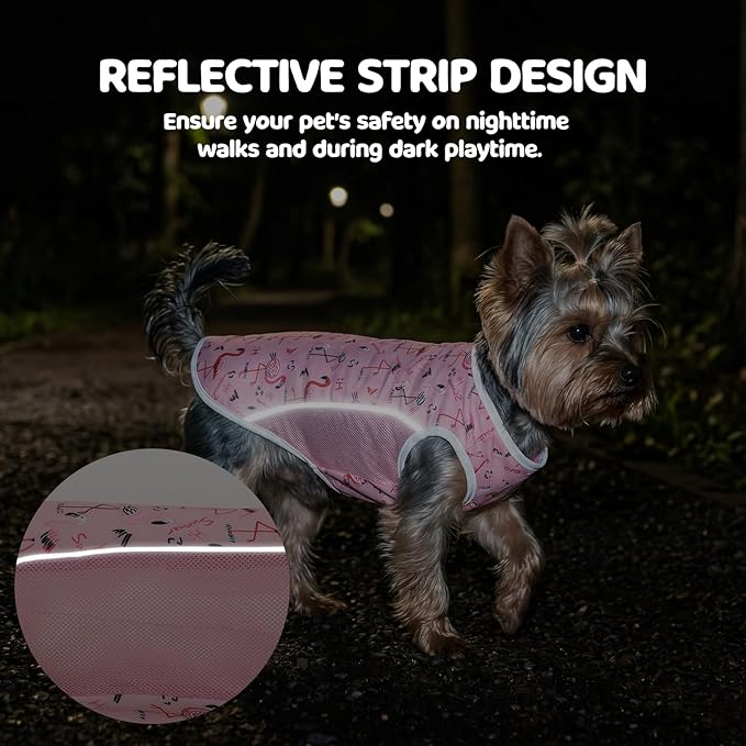 UPF 50+ Sun Protection Dog T-Shirt, 2 Pack Lightweight Sleeveless Dog Vest for Medium Large Dogs Girl – Reflective Strips, Quick-Dry Pet Apparel, Sports Fan Shirt P23ST00511XXXL