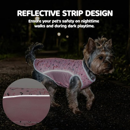 UPF 50+ Sun Protection Dog T-Shirt, 2 Pack Lightweight Sleeveless Dog Vest for Medium Large Dogs Girl – Reflective Strips, Quick-Dry Pet Apparel, Sports Fan Shirt P23ST00511XXXL