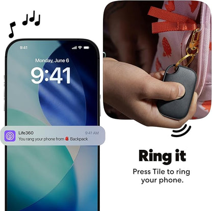 Life360 Tile Pro - Powerful Bluetooth Tracker, Key Finder and Item Locator for Keys, Bags and More. Both iOS and Android Compatible. Phone Finder. 1-Pack (Black)