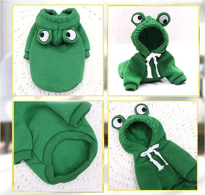 Dog Hoodie Basic Sweater Coat Cute - Frog Shape Warm Jacket Pet Cold Weather Clothes Outfit Outerwear for Cats Puppy Small Medium Dogs (XXL)