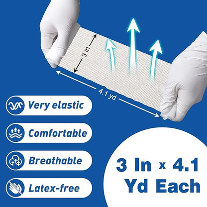 AZEN 50 Pack Gauze Rolls Bandages, 3 in x 4.1 Yards, Premium Medical Supplies & First Aid Supplies, Bandage Wrap Vet Wrap