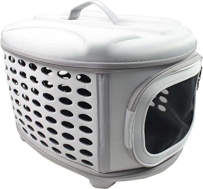 Pet Life ® Circular Shelled Military-Grade Lightweight Collapsable Travel Airline Approved Cat and Dog Carrier or Pet Kennel with Shoulder Straps