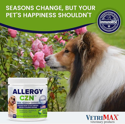 Allergy CZN - Itch and Allergy Chew for Dogs, Seasonal Allergies Anti Itch Dog Chewables with ImmunoRise Blend, 3 oz/120 Count