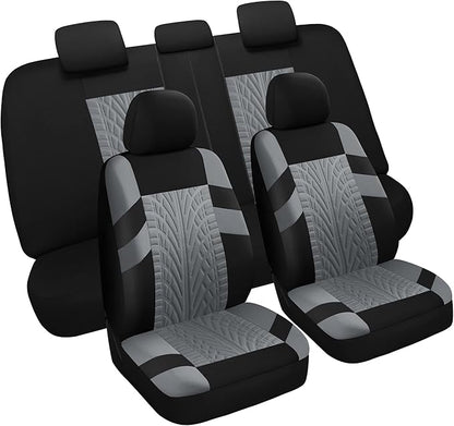VarCozy Car Seat Covers Full Set, Front & Split Rear Bench for Car, Universal Cloth SUV, Sedan, Van, Automotive Interior Covers, Airbag Compatible