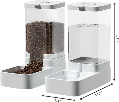 NKECOBJI Gravity Pet Feeder and Water Dispenser Set, Automatic Dog Feeder and Dog Water Dispenser for Dogs Cats Pets Animals Large Capacity(3.8L)