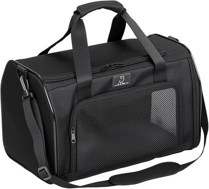 Airline Approved Pet Carrier for Small Dogs & Cats Up to 15lbs, Soft-Sided, Foldable, Ventilated, TSA Travel Bag with Fleece Pad, Safety Straps, Washable Portable Cat Dog Airline Travel Tote