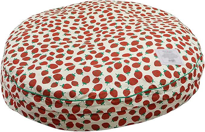 The cat cushion is removable and washable, the four-season universal pet round cushion, dog cat litter, bite-resistant cat sleeping pad, dog sleeping pad, cute pet supplies (strawberry, white)