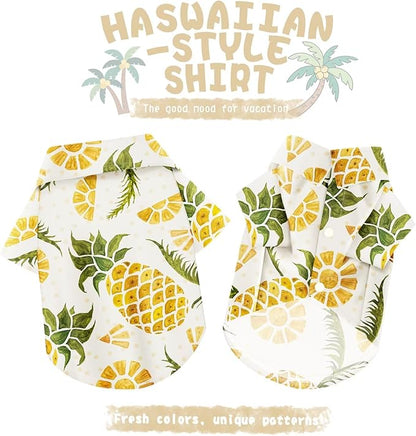Hawaiian Dog Shirt – Lightweight and Breathable Summer T-Shirt with Tropical Prints, Fun Beach Outfit for Small, Medium, and Large Dogs, Perfect for Hot Days and Outdoor Vacation.Pineapple XL