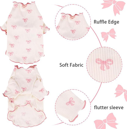Small Dog Clothes Extra Small Dogs Spring Summer Dress Cute Soft and Breathable Outfits for Female Chihuahua Shih Tzu Yorkshire Puppy Cats (Pink, Medium)