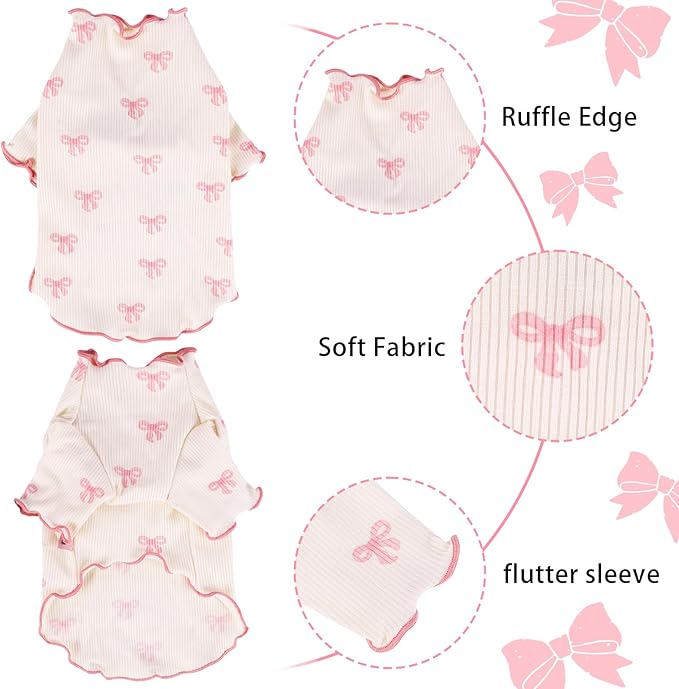 Small Dog Clothes Extra Small Dogs Spring Summer Dress Cute Soft and Breathable Outfits for Female Chihuahua Shih Tzu Yorkshire Puppy Cats (Pink, XX-Small)