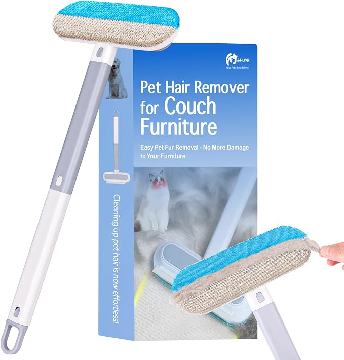 Cat and Dog Hair Remover for Couch & Furniture, Better Than Lint Rollers for Pet Hair, Reusable, Washable Fur Cleaner for Carpets, Clothing, Bedding, Portable Multi-Surface Tool for Home & Car