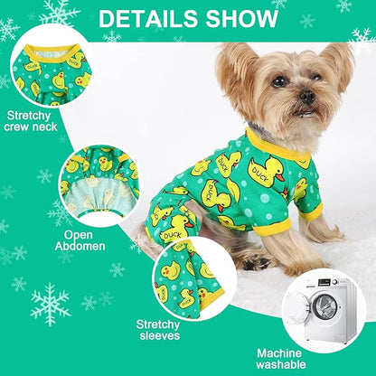 Dog Pajamas for Small Dogs Boy Girl, Dog Clothes Tiny Chihuahua Yorkie Spring Summer Shirt, Cute Puppy Outfit Pjs Jumpsuit Cat Onesie Apparel Pet Clothes (Blue Duck, Medium)