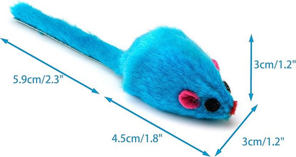 CHIWAVA 36PCS 4.1'' Furry Cat Toy Mice Rattle Small Mouse Kitten Interactive Play Assorted Color