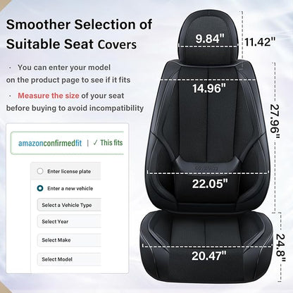 Coverado Front and Back Seat Covers 5 Pieces, Full Set Universal Seat Covers for Cars, Breathable Fabric&Leather Car Seat Protectors, Car Seat Cushions Compatible with Most Sedans SUV Pick-up Truck