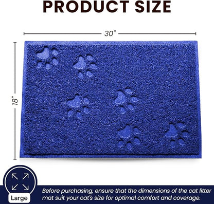 Andalus Large Cat Litter Mat, Pack of 2 - Waterproof, Non-Slip & Easy to Clean Cat Litter Box Mat for Extra Efficient Pet Litter-Trapping, Blue (30” X 18”)