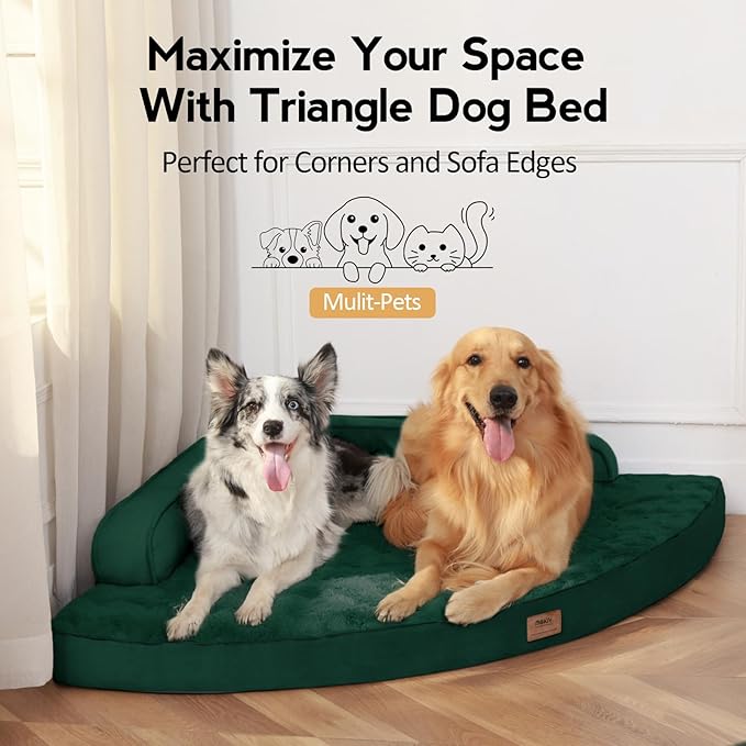 MEKIY Large Dog Bed - XL Orthopedic Egg-Crate Memory Foam Dog Beds with Removable Washable Cover, Waterproof Pet Beds with Non-Slip Bottom, Dark Green