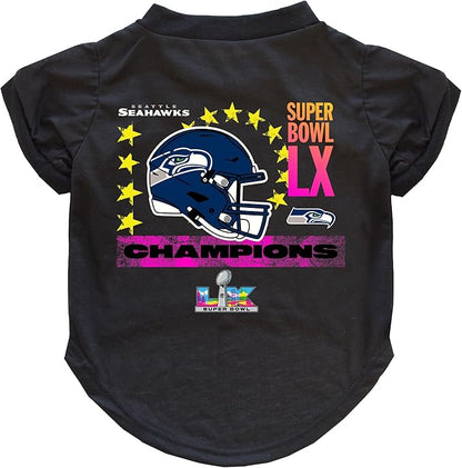 Littlearth NFL Super Bowl LX Champion Seattle Seahawks-Pet T-Shirt