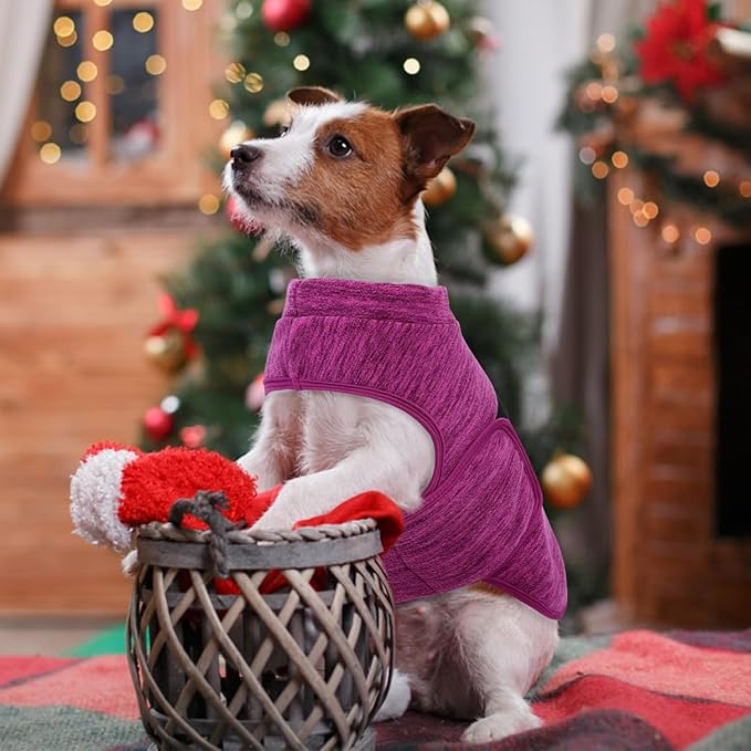 Queenmore XXL Dog Sweaters, Soft Fleece Vest Pullover Dog Jacket with Leash Hole, Warm Winter Pet Clothes Cold Weather Doggy Dachshund Sweater for Large Dogs Cats Boy or Girl (Cationic Berry, XXL)