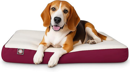 Majestic Pet 34x24x3 Inch Burgundy Orthopedic Memory Foam Rectangle Dog Bed – Medium Size Crate Dog Bed for Dogs with Joint Pain, Arthritis – Durable Pet Mattress with Egg Crate Foam, Washable Cover