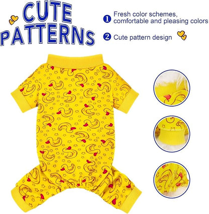 Paiaite Dog Pajamas Onesie: Comfortable Four-Legged Apparel for Small, Medium, & Large Dogs, Polyester Material for Comfort, Wrinkle Resistance, Moisture Wicking, Stretchiness Rotating Duck XS