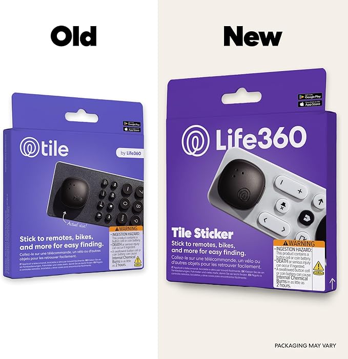 Life360 Tile Sticker - Small Bluetooth Tracker, Remote Finder and Item Locator for Bikes, Glasses and More. Both iOS and Android Compatible. Phone Finder. 1-Pack (Black)