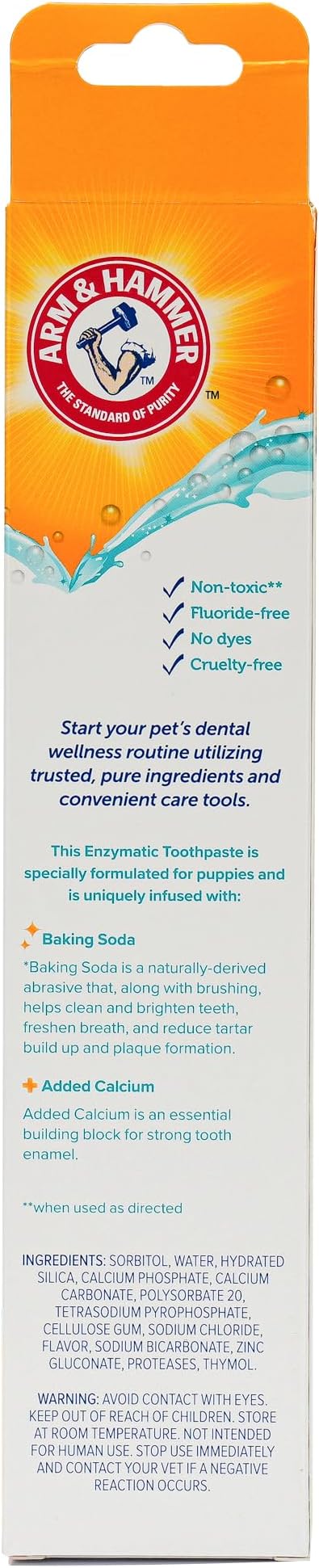 Arm & Hammer Complete Care Enzymatic Puppy Toothpaste, Peanut Butter Flavor, Enzymatic Dog Toothpaste for Puppies, Baking Soda + Calcium Formula, 6.2oz