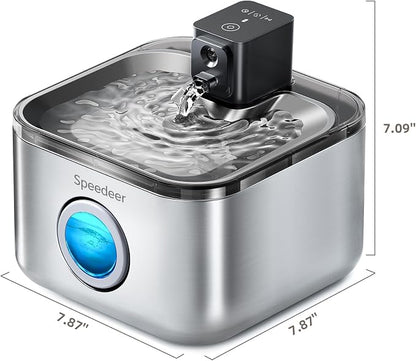 Wireless Cat Water Fountain Stainless Steel, 135oz/4L, 6 Filters | Cordless Design, Motion Sensor, 4000mAh Battery Operated Pet Fountain, 3 Water Modes, 20dB Quiet Pump, Multi-Filtration