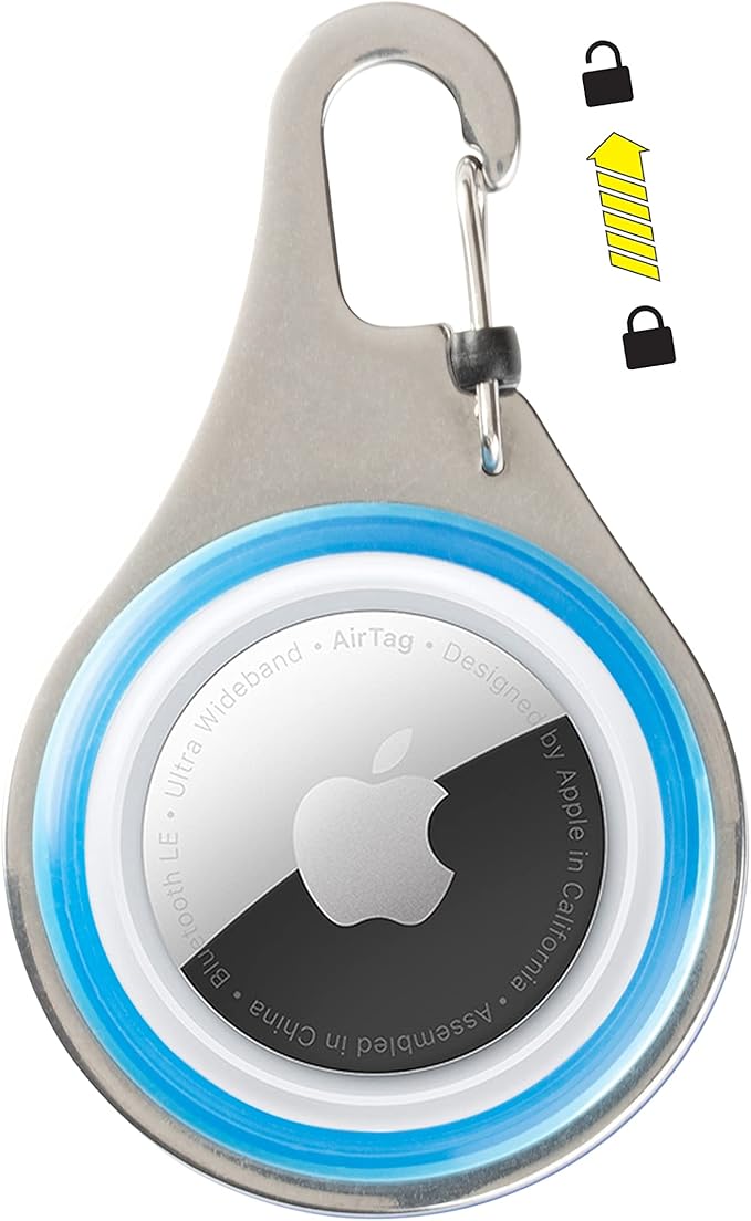Nite Ize WearAbout Pet Clippable Tracker Holder, Apple AirTag Holder With Locking Carabiner For Pets, Blue