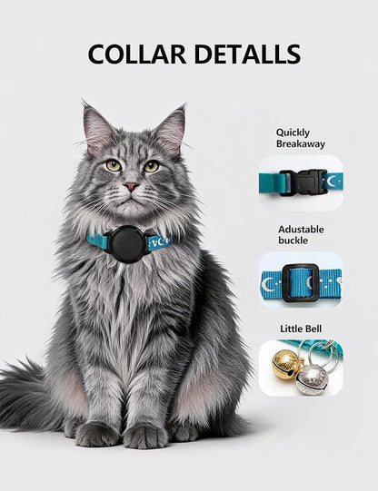 GPS Cat Tracker Collar (iOS & Android) - Real-Time Activity Tracking Blue | No Subscription Smart Pet Finder Tag, Works with Google Find Hub & Apple Find My App for Keys, Kitten Items