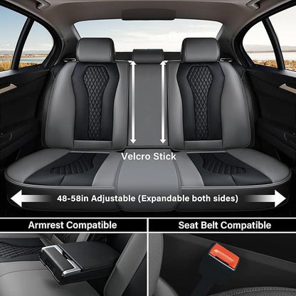 Coverado Car Seat Covers, Back Car Seat Cover, 3-Pieces Leather Seat Cover, Luxury Car Seat Cushion, Luxury Seat Cover Seat Protector Universal Most Cars Trucks SUV